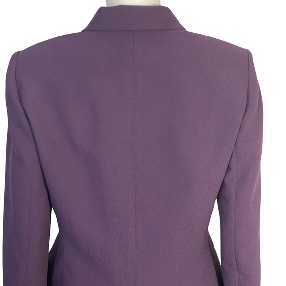 Le Suit Purple Plum 2 Piece Blazer Ruffle Skirt Suit Sz 8 - Picture 8 of 11